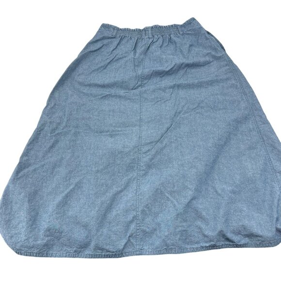 Vintage Basic Editions Chambray Womens Button-Front A-Line Skirt XL 100% Cotton - Picture 4 of 4